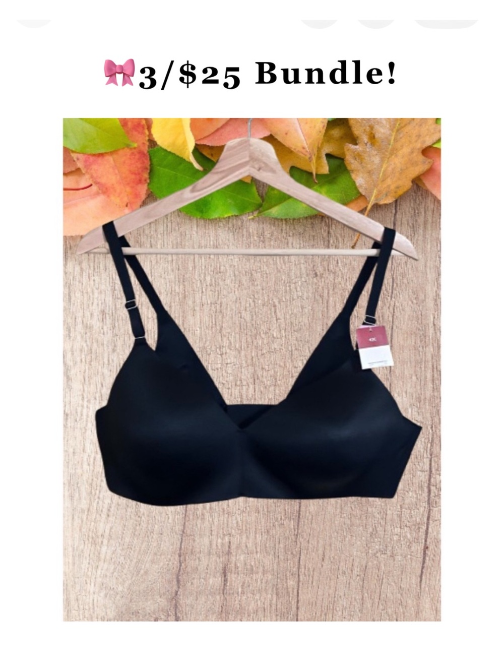 🎀3 For $25 Bundle! Secret Treasures Black Full-Coverage Bra Intimates 42C NWT